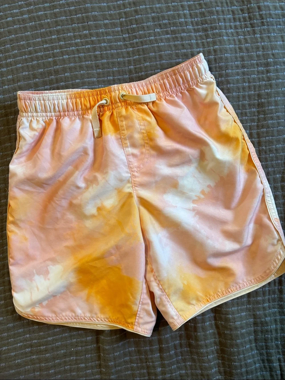Hanna Andersson Pink and Orange Tie-Dye Mesh Lined Swim Shorts Sz 10/130